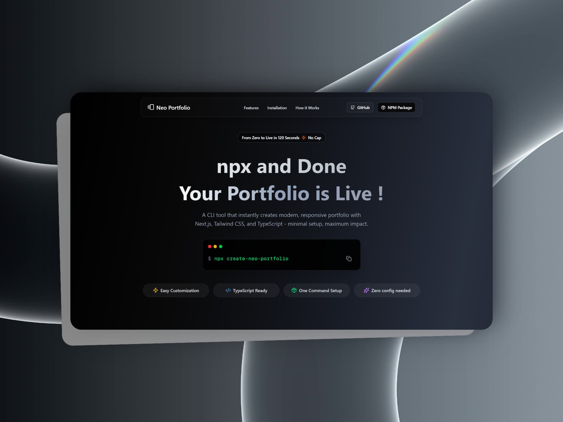 Neo Portfolio - a developer portfolio in one command